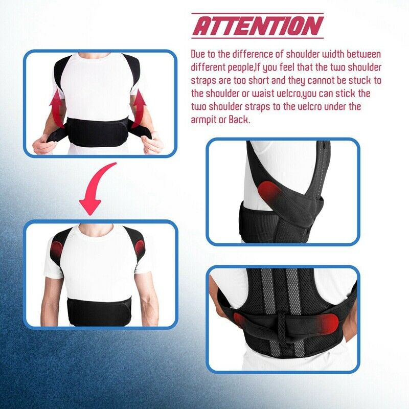 Back Posture Correction Shoulder Corrector Support Brace Belt Therapy Men W H9V7