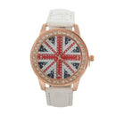 Women Lady Girl Union Jack Uk British Flag White Leather Quartz Watch WAA21