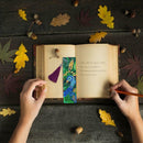 DIY Peafowl Special Shaped Diamond Painting Leather Tassel Bookmark Crafts Gi