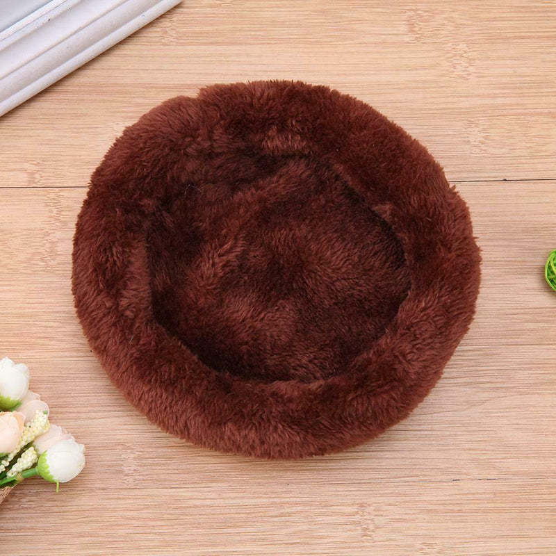 Animal Pet Hamster House Bed Washable Winter Warm Soft Mat(Dark Brown)(L) A