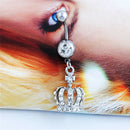 Crown Charm Rhinestone Body Piercing Jewelry Belly Button Ring Navel Jewelry  ES