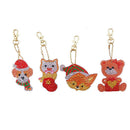4pcs DIY Full Drill Special Shaped Diamond Painting Xmas Animal Key Rings