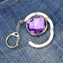 Round Rhinestone Purse Handbag Hanger Hook Folding Hanger Holder w/ Keychai B5L2