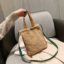 Plush Women Shoulder Crossbody Bag Hit Color Fashion Handbag (Light Brown)