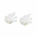 50Pcs RJ12 RJ11 Tel ADSL Crystal Head Modular Plugs 6P6C For Solid Connectors