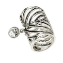 Clear Crystal Charms Dangle Silk Chiffon Scarf Rings Tube Buckle Jewelry