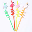 4pcs Drinking Straws Cartoon Flamingo PVC Juice Straws Hawaii Party Table Dec Gw