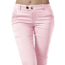 Women Basic Solid Capri Leggings Soft Skinny Trousers Pencil Pants,Pink M G7L3