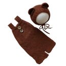 Newborn Photography Clothing Baby Hand-Woven Rompers+Hat (Chocolate) A