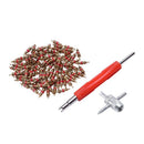 100 Pcs Tire Valve Stem Core Valve Core Removal Tool + Dual Head Valve Core