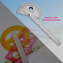 Stainless Steel Adjustable Protractor 180 Degree Rotary Measuring Ruler