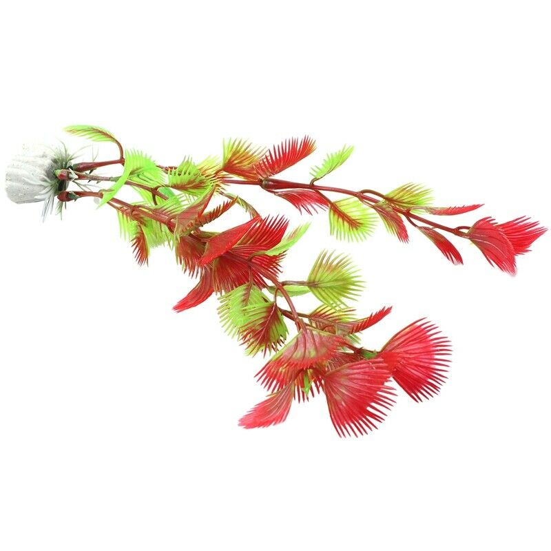 Red Plastic Fern Plants Water Fish Tank Landscaping Aquarium Ornament DecoraH2X9