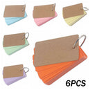 6Pcs/set Multicolor Kraft Paper Binder Ring Easy Flip Card Study Cards