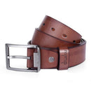 dnuxlou Men's Leather Belt Single Prong Metal Buckle (brown)