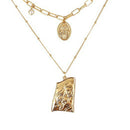 Multi Layer Coin Necklace Emerald Pendant Women Street Punk Clavicle Chain