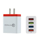 4 USB Travel Wall Charger 3A Fast Charging Charger US Plug Adapter (Red) A