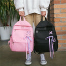 4Pcs/Set Ribbon Chain Bowknot Canvas Backpack Travel Rucksacks Leisure Back