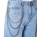 3 Layers Stainless steel Men Trouser Pant Wallet  Belt Ring Chain Punk KeyringFD