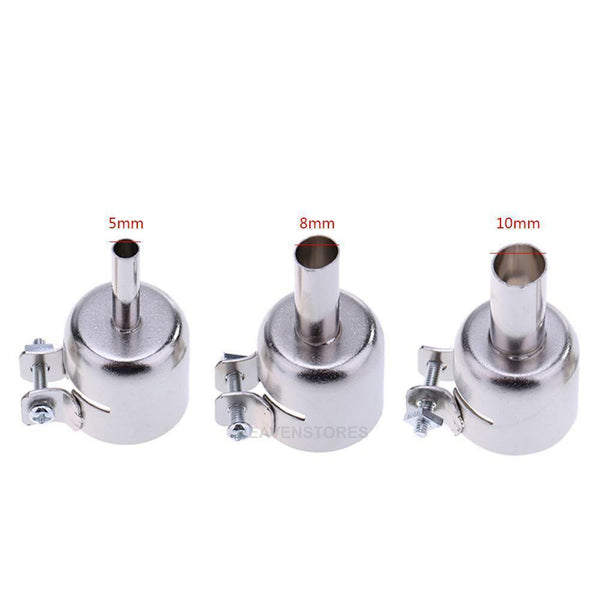 3x 5/8/10mm Stainless Steel Hot Air Nozzles for 858D 878D 898D Soldering Station