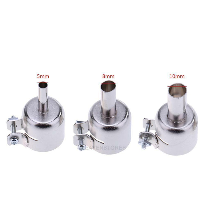 3x 5/8/10mm Stainless Steel Hot Air Nozzles for 858D 878D 898D Soldering Station