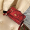 Serpentine Women Shoulder Bag Leather Flap Square Crossbody Handbags (Red)