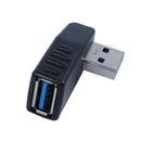 Right Angle USB 3.0 A Male to Female M/F Plug Adapter Connector Black
