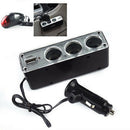 3 Way Multi Socket Car Cigarette Lighter Splitter Usb Plug Charger Dc 12V/24V ME