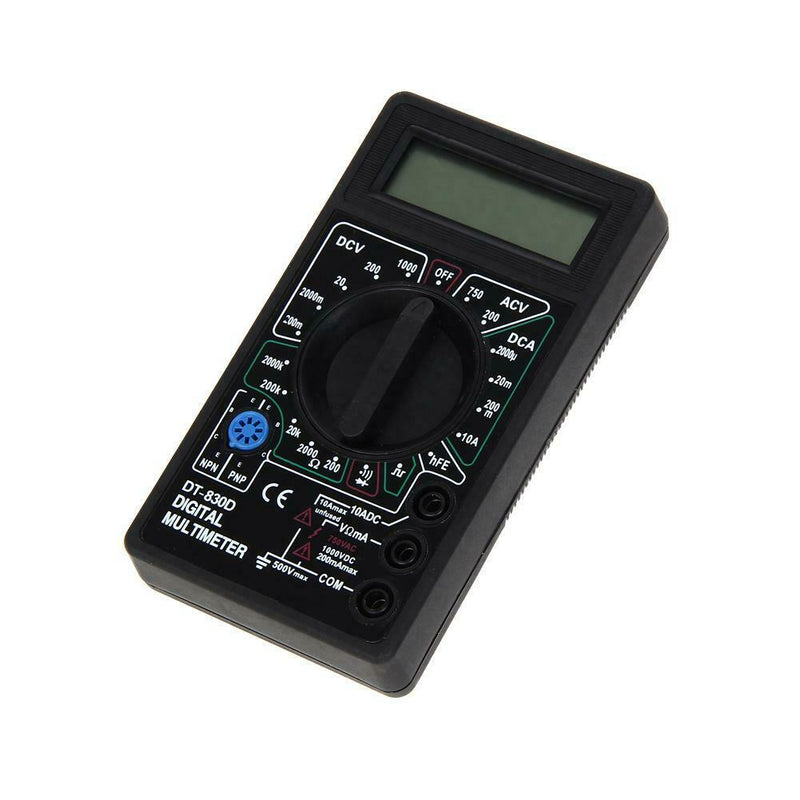 Digital Multimeter Ohm Voltmeter Ammeter AVO Meter DT830D Test Leads LCD
