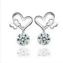 Womens Sliver Plated Crystal Zircon Fashion Jewelry Butterfly Stud Earrings JR