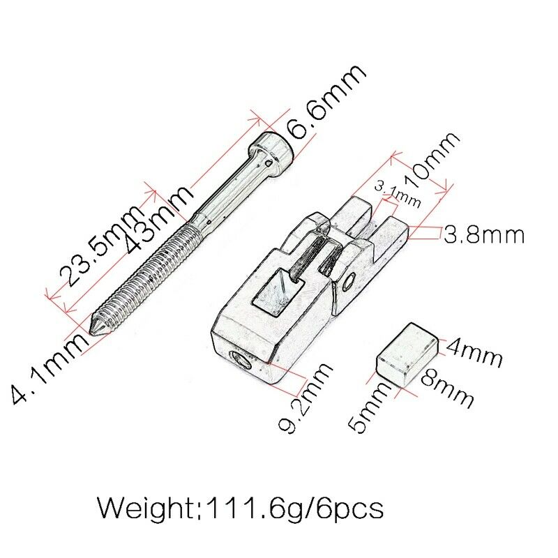 6Pcs Metal Guitar Locked String Saddles for Floyd-Rose Tremolo Bridge Parts