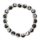 Roundel Evil Eye Lampwork Glass Crystal Bracelet Black HOT