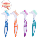 1Pc Denture Teeth Brush Easy Grip Handle Double Sided Toothbrushes Colour Ran BX