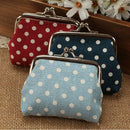 Cute Girl Mini Purse Polka Dots Pattern Coin Change Key Pouch Snap Closure