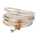 Unisex Fashion Electroplate Multicolor PU Bracelet Decoration Gift(White) A