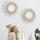 Wall-Mounted Mirror Lace Fringe 2 Sets Of Small Round Decorative Boho Mirro