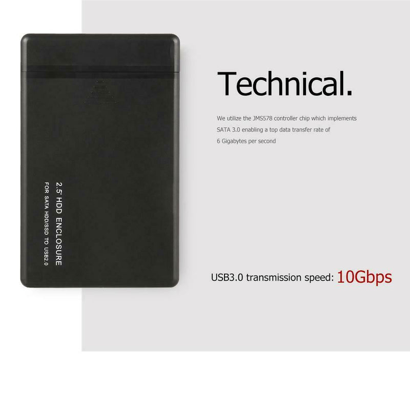 2.5 Inch USB2.0 SATA Hard Disk Drive Box External HDD Enclosure (Black)