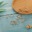 11pcs/set Rhinestone Leaf Eye Ring Women Geometric Knuckle Rings Jewelry
