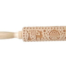 Christmas Snowflake Elk Wooden Rolling Pin Dough Engraved Roller DIY