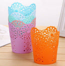 Pen Holder Round Plastic Brush Pencil Storage Organiser Wastebasket Lace Ho