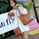 4pcs/set Shoulder Handbags Leather Women Crossbody Clutch Card Bags (Brown)