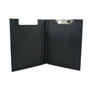 Foolscap/A4 Black PU Foldover Clipboard Paper Holder Pen Document Folder