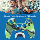 Anti Slip Camo Silicone Case + 2 Thumb Grips for PS5 Controller (Green)
