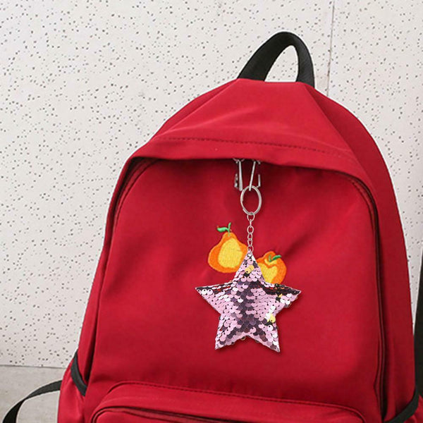 Colorful Sequins Keychain Star Shining Girl Backpack Jewelry Gifts (Pink) A#S