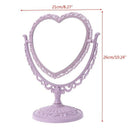 Beige Makeup Mirror Heart Shape Rotatable Stand Table Compact Mirror Plasti