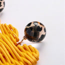 Summer Rattan Knit Drop Earrings For Women Heart Pendant Handmade Bohemian