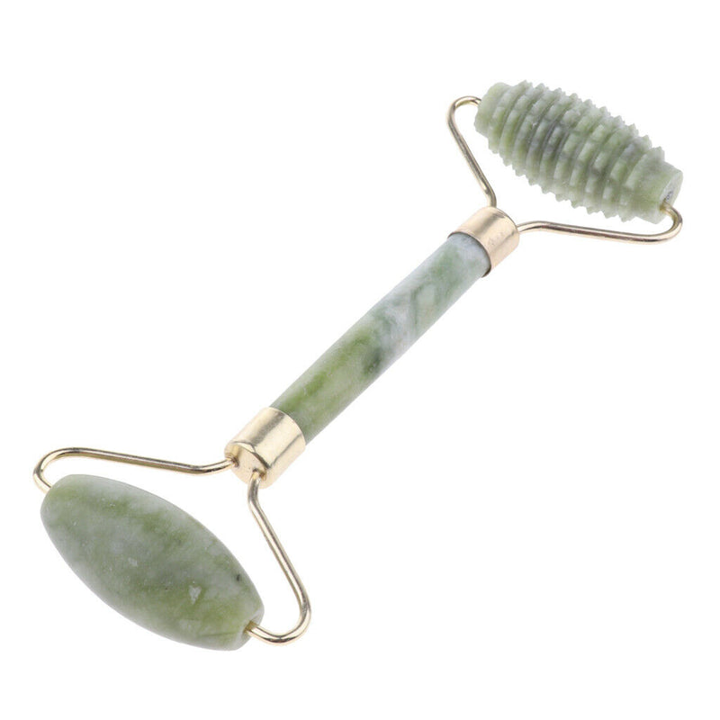 Natural Jade Roller for Face - Facial Massager Roller with Double Head, Neck