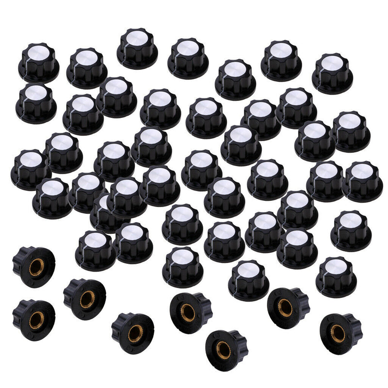 50 Pieces Insert Shaft Plastic Potentiometer Rotary Knob Pots Rotary Cap