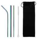 5pcs Reusable Stainless Steel Drinking Straws with Cleaning Brush (Colorful A