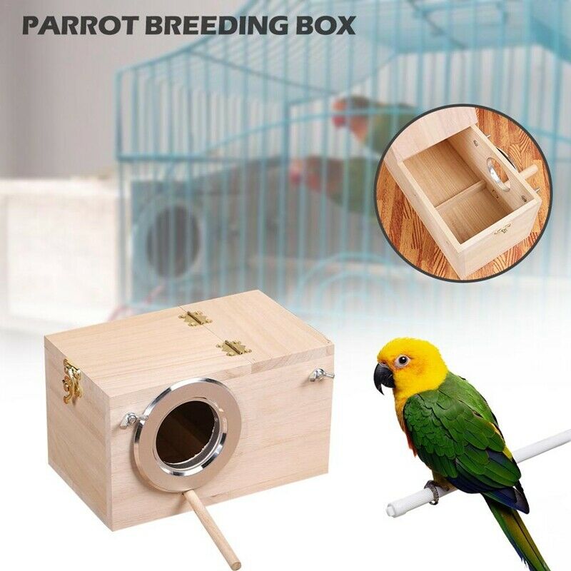 Solid Wooden Bird Feeder Budgerigar Parrot Breeding Box Bird Nest Cage Incu