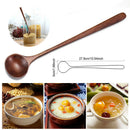 Korean Style Wooden Soup Spoon Long Natural Wood Handle Kitchen Cutlery Spoon